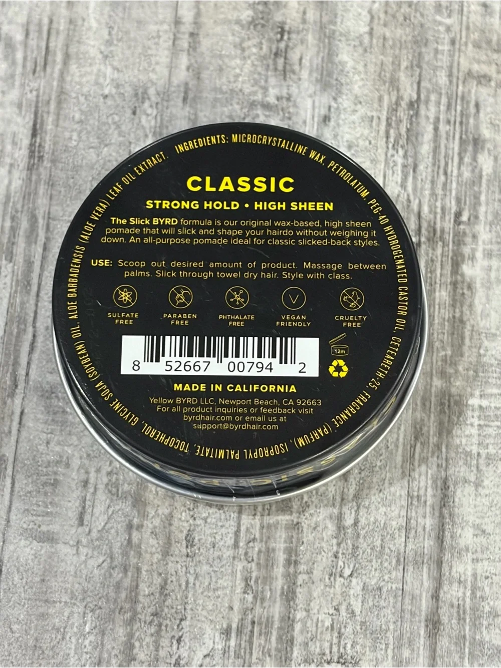 Classic Pomade - Strong Hold, High Sheen (Black & Yellow)